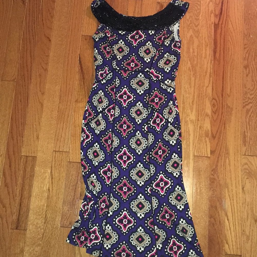 DVF printed beaded dress with open back detail